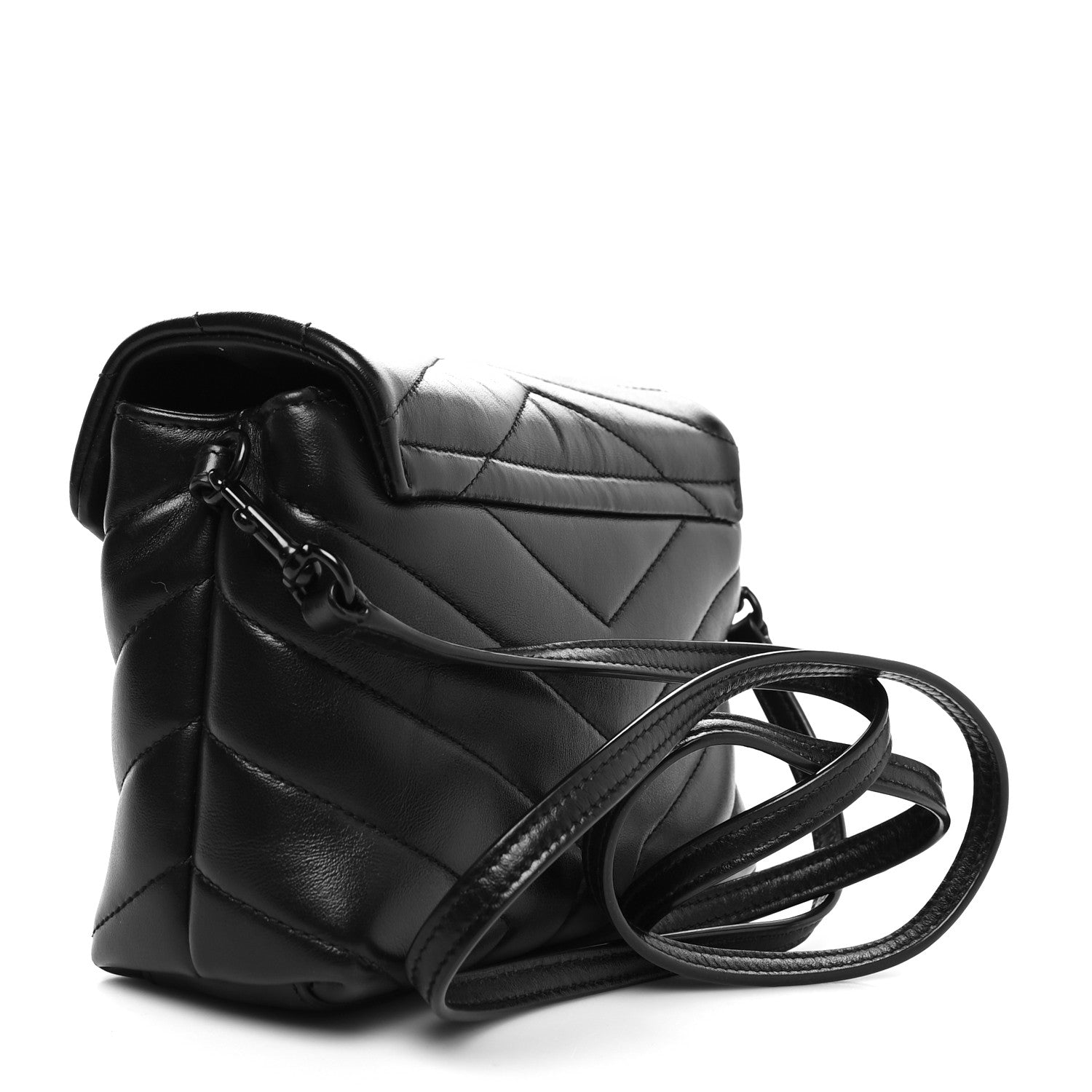 Saint Laurent Calfskin Y Quilted Monogram Monochrome Toy Loulou Crossbody Bag Black 2 of 10