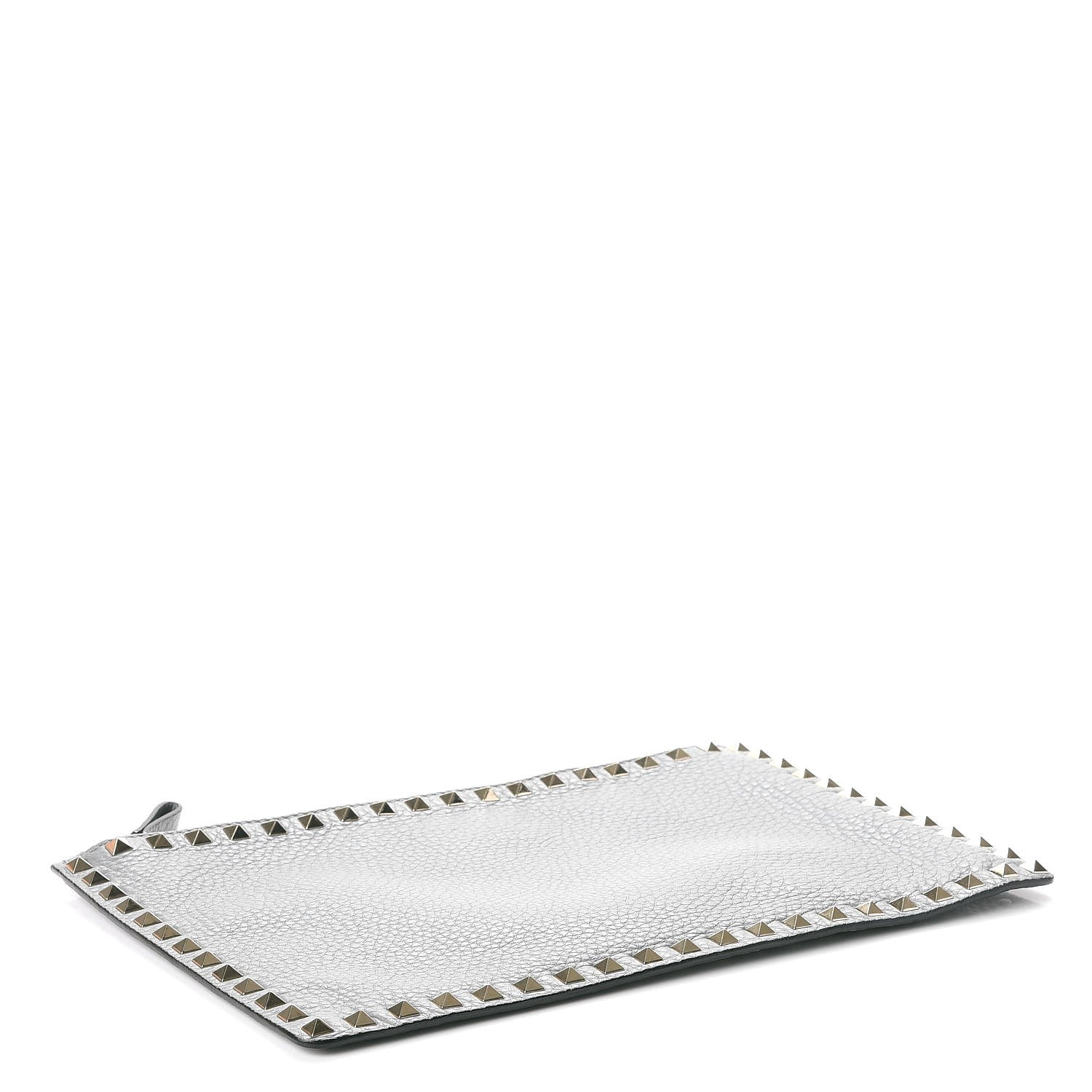 Valentino Garavani Pebbled Calfskin Large Rockstud Zip Pouch Light Stone 4 of 8