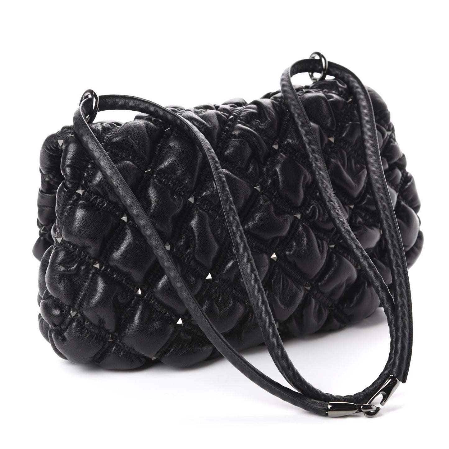 Nappa Medium Spikeme Shoulder Bag Black
