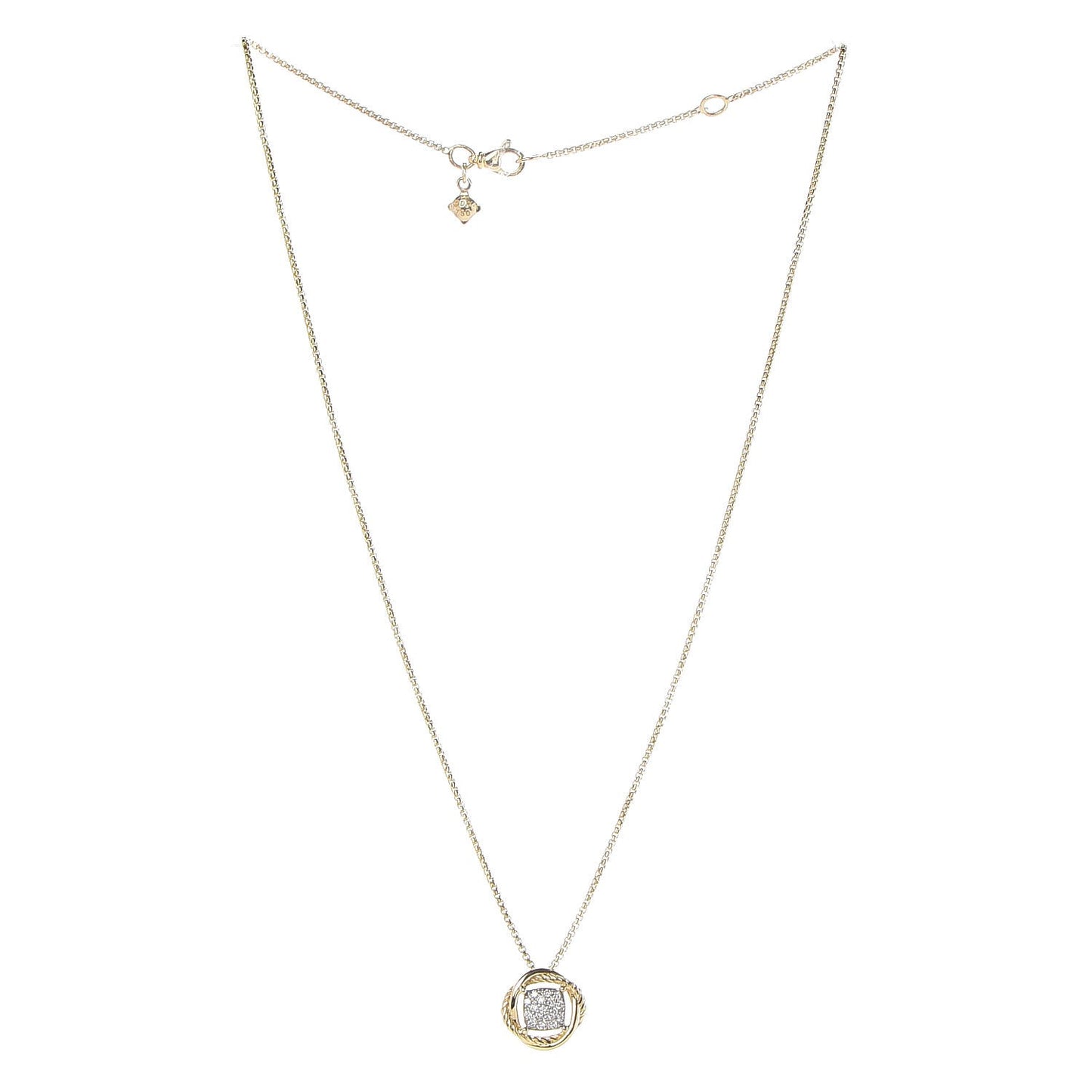18K Yellow Gold Diamond 7mm Infinity Pendant Necklace