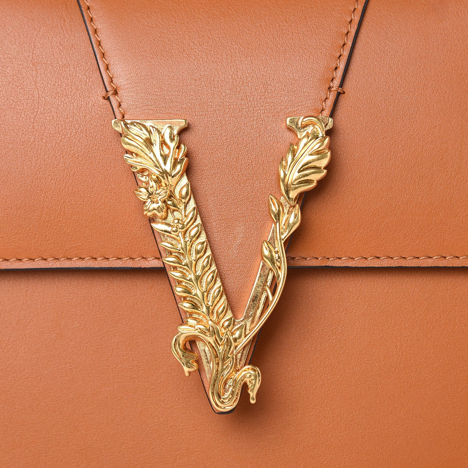 Versace Nappa Barocco Virtus Top Handle Bag Brown 10 of 12