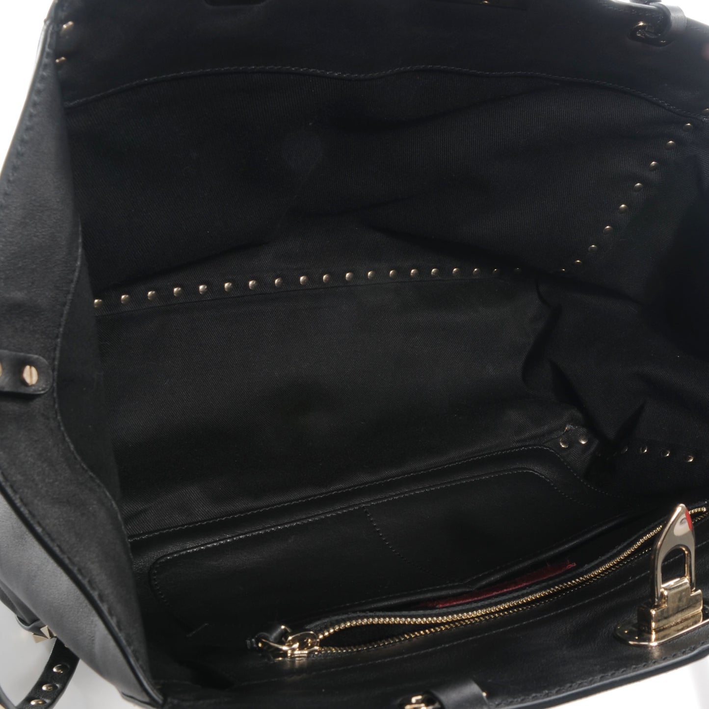 Vitello Medium Rockstud Tote Black