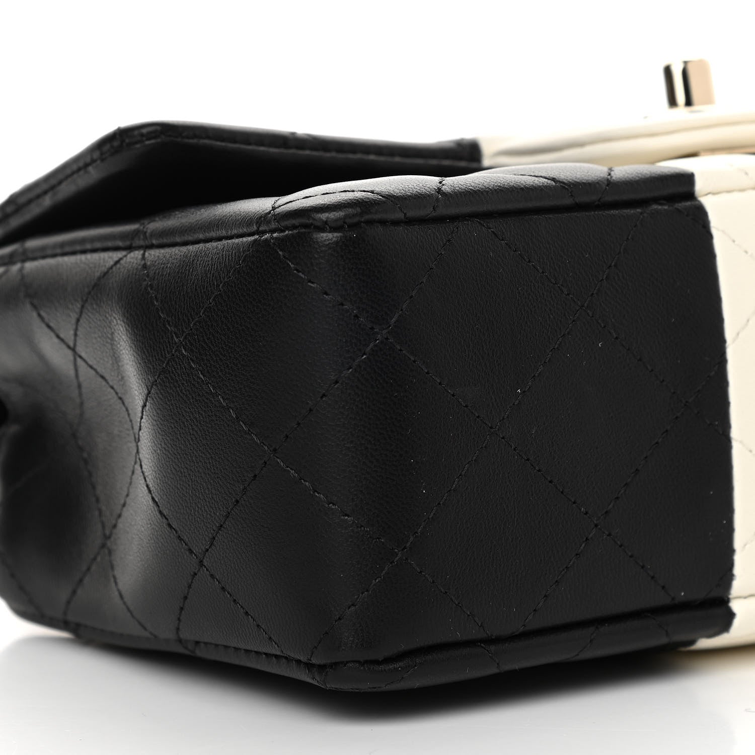Chanel Lambskin Quilted Mini Rectangular Flap Black White 9 of 13