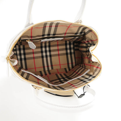 Burberry London Grainy Calfskin Small Greenwood Bowling Bag White 5 of 9