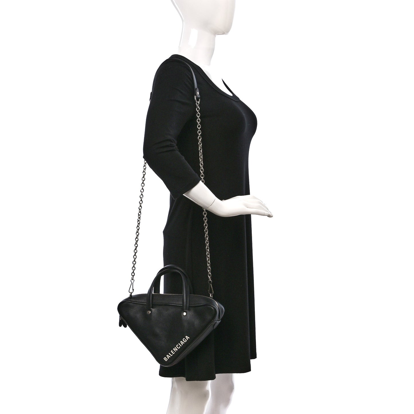 Calfskin XS Triangle Chain Duffle Black