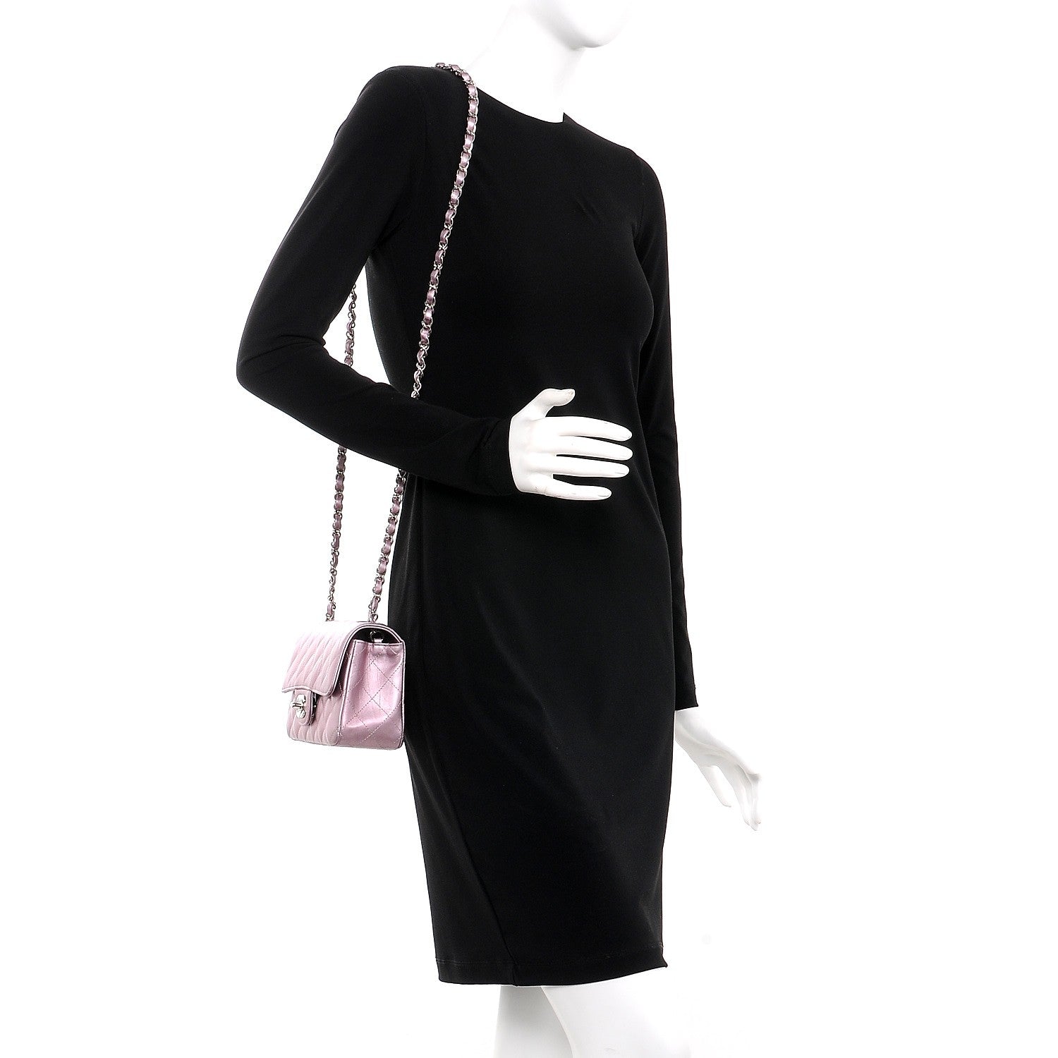 Chanel Metallic Calfskin Quilted Mini Rectangular Flap Pink 2 of 8