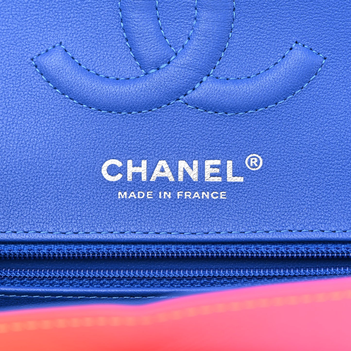 Calfskin Quilted Medium Rainbow Double Flap Multicolor