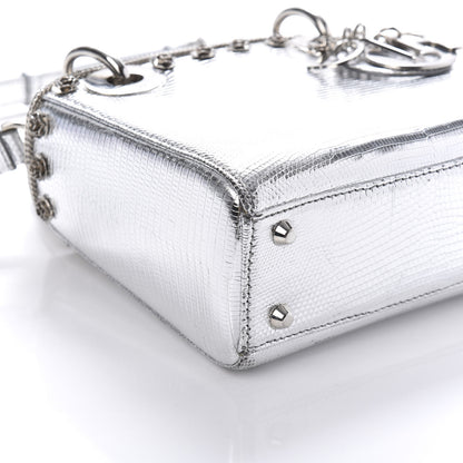 Christian Dior Metallic Lizard Mini Lady Dior Silver 6 of 9
