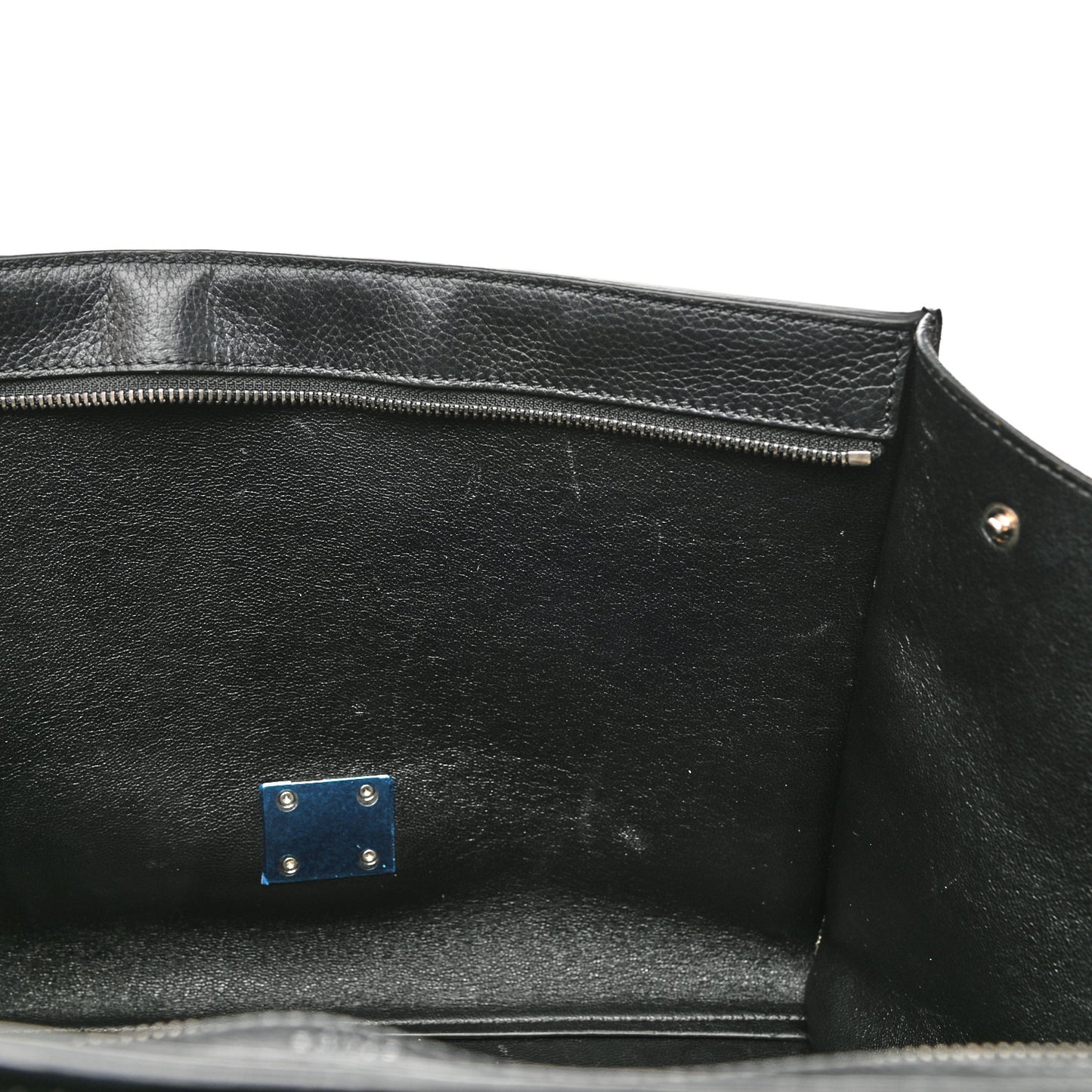 Drummed Calfskin Suede Medium Trapeze Black