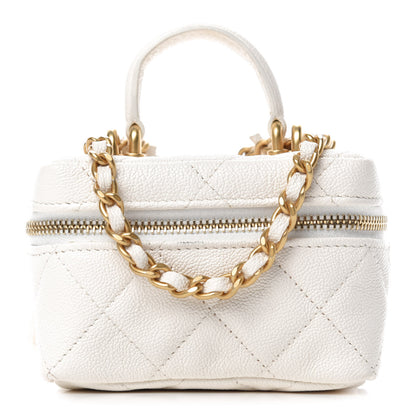 Chanel Caviar Quilted Mini Top Handle Vanity With Chain White 1 of 11