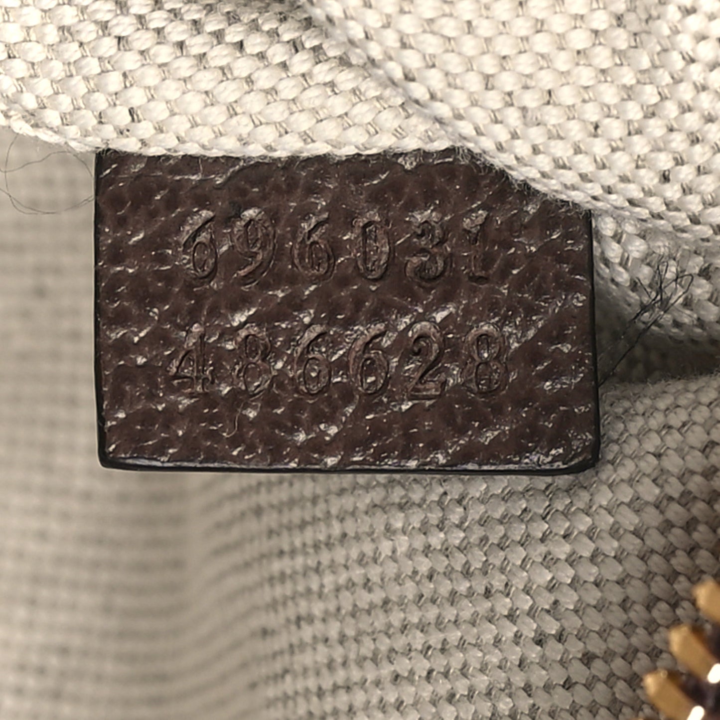 Monogram Jumbo GG Textured Dollar Calfskin Web Belt Bag Camel Ebony New Acero