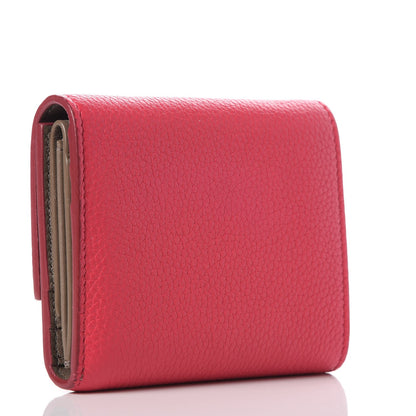 Celine Drummed Calfskin Small Multifunction Folded Wallet Dark Pink 3 of 9