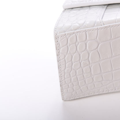 Balenciaga Calfskin Crocodile Embossed Small Hourglass Top Handle Bag White 12 of 13
