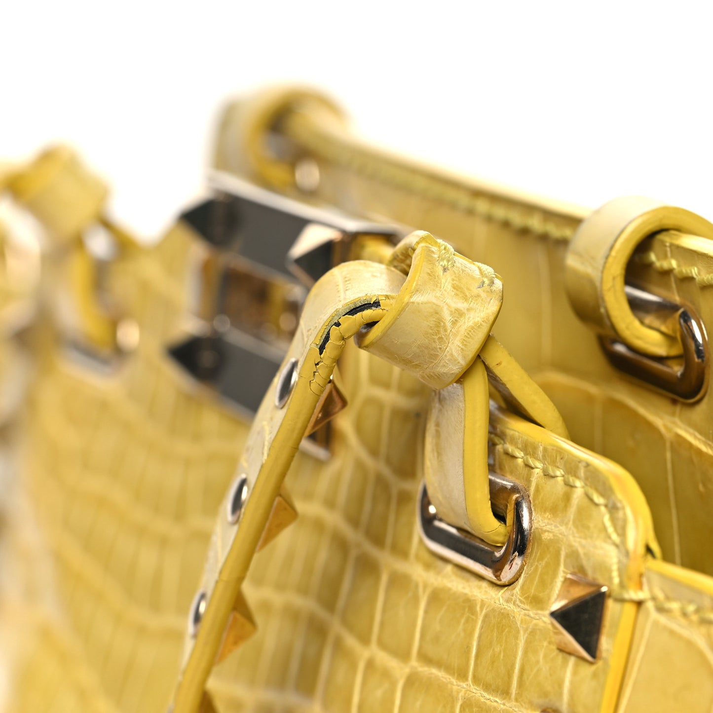Crocodile Small Rockstud Tote Jonquill