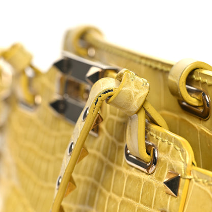 Valentino Garavani Crocodile Small Rockstud Tote Jonquill 10 of 13