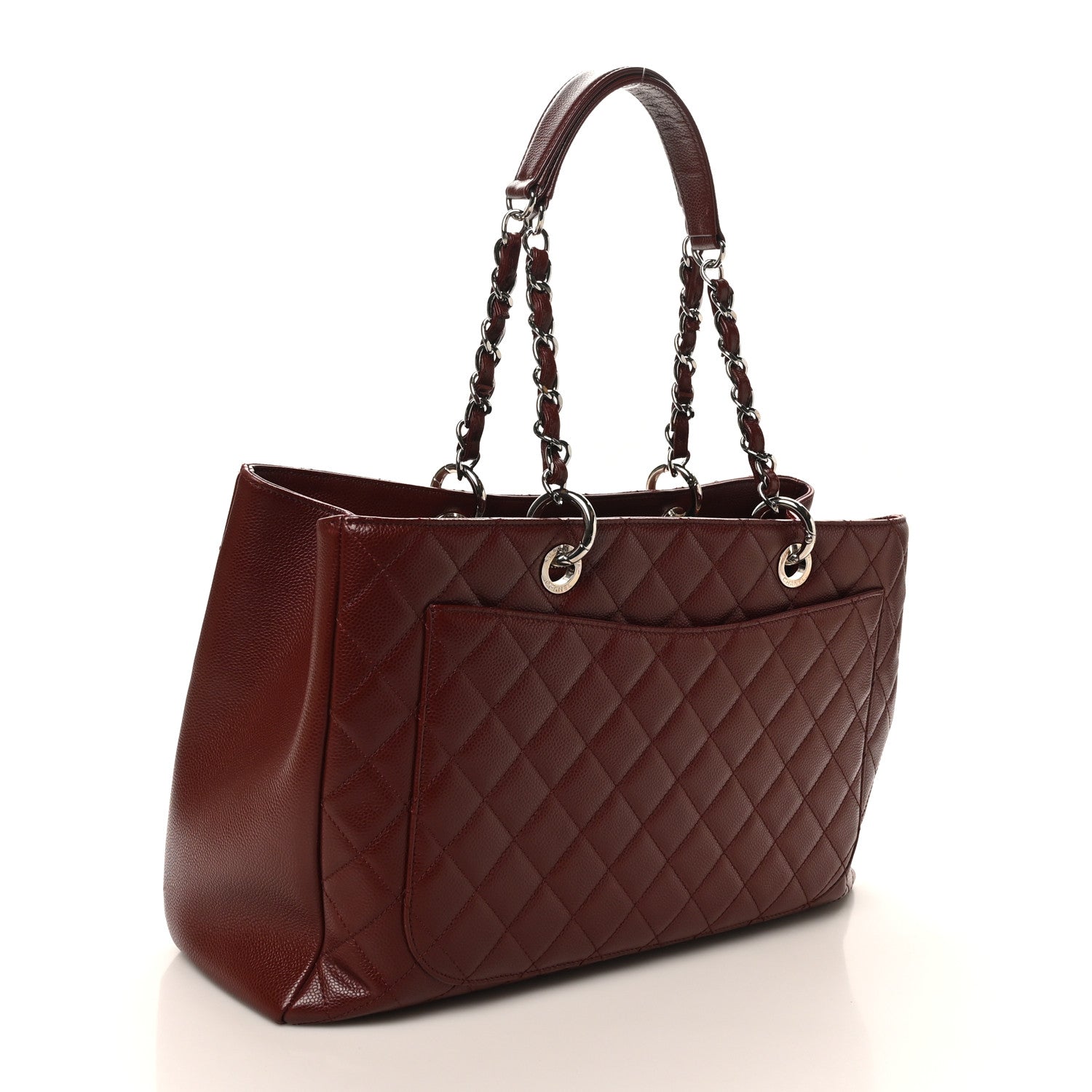 Chanel Caviar Quilted XL Grand Shopping Tote GST Dark Burgundy 3 of 10