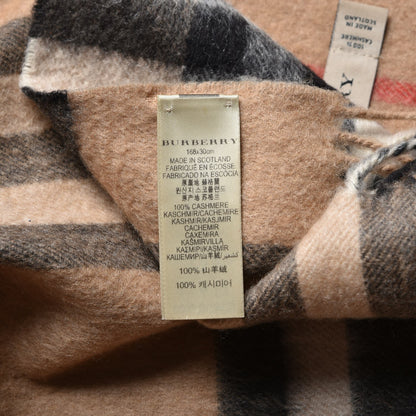 Burberry Cashmere Giant Check Fringe Scarf Camel 5 of 6