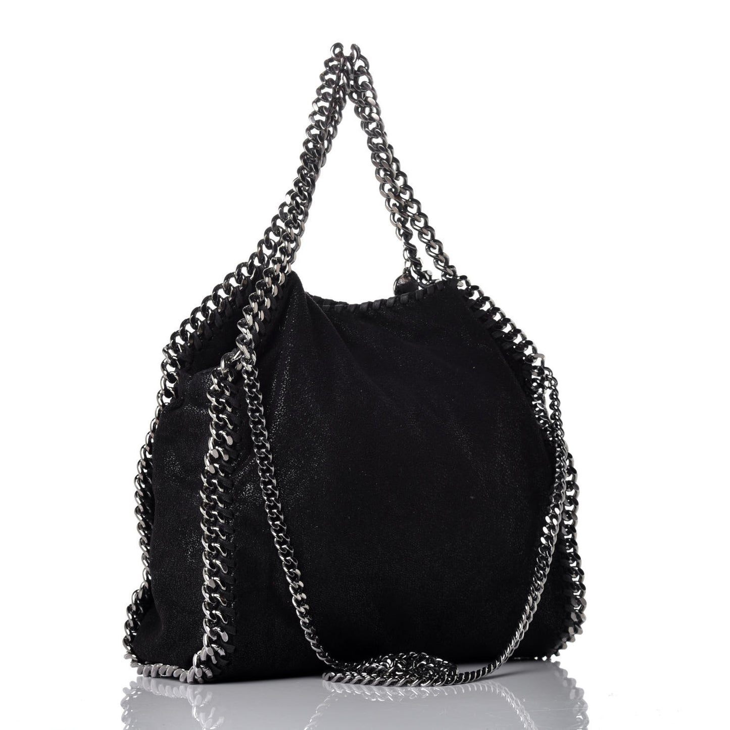 Shaggy Deer Mini Falabella Fold Over Tote Black