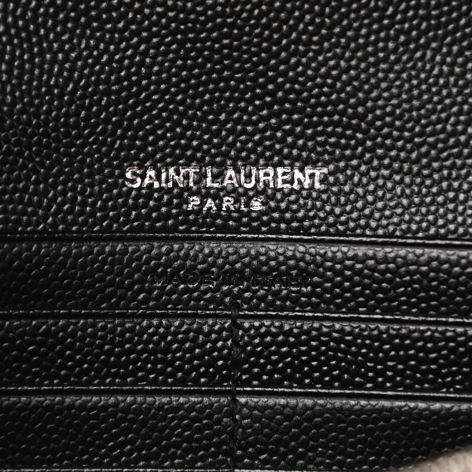 Saint Laurent Grain De Poudre Matelasse Chevron Monogram Chain Wallet Black 6 of 10