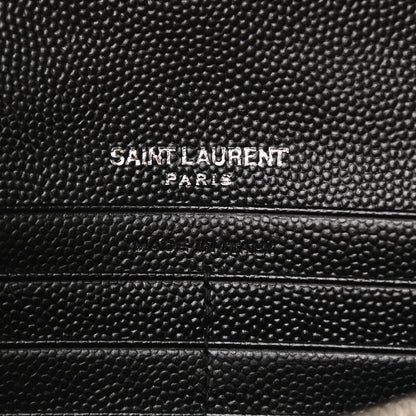 Saint Laurent Grain De Poudre Matelasse Chevron Monogram Chain Wallet Black 6 of 10