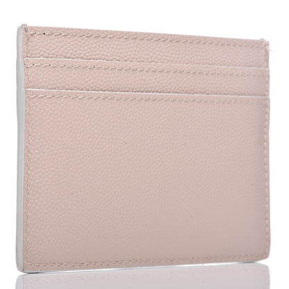 Saint Laurent Grain De Poudre Monogram Credit Card Case Rose 3 of 10