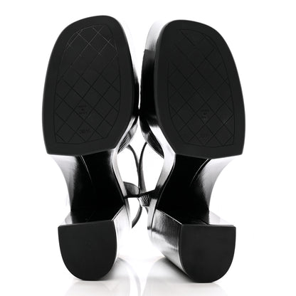 Chanel Calfskin CC Platform Sandals 38.5 Black 5 of 9