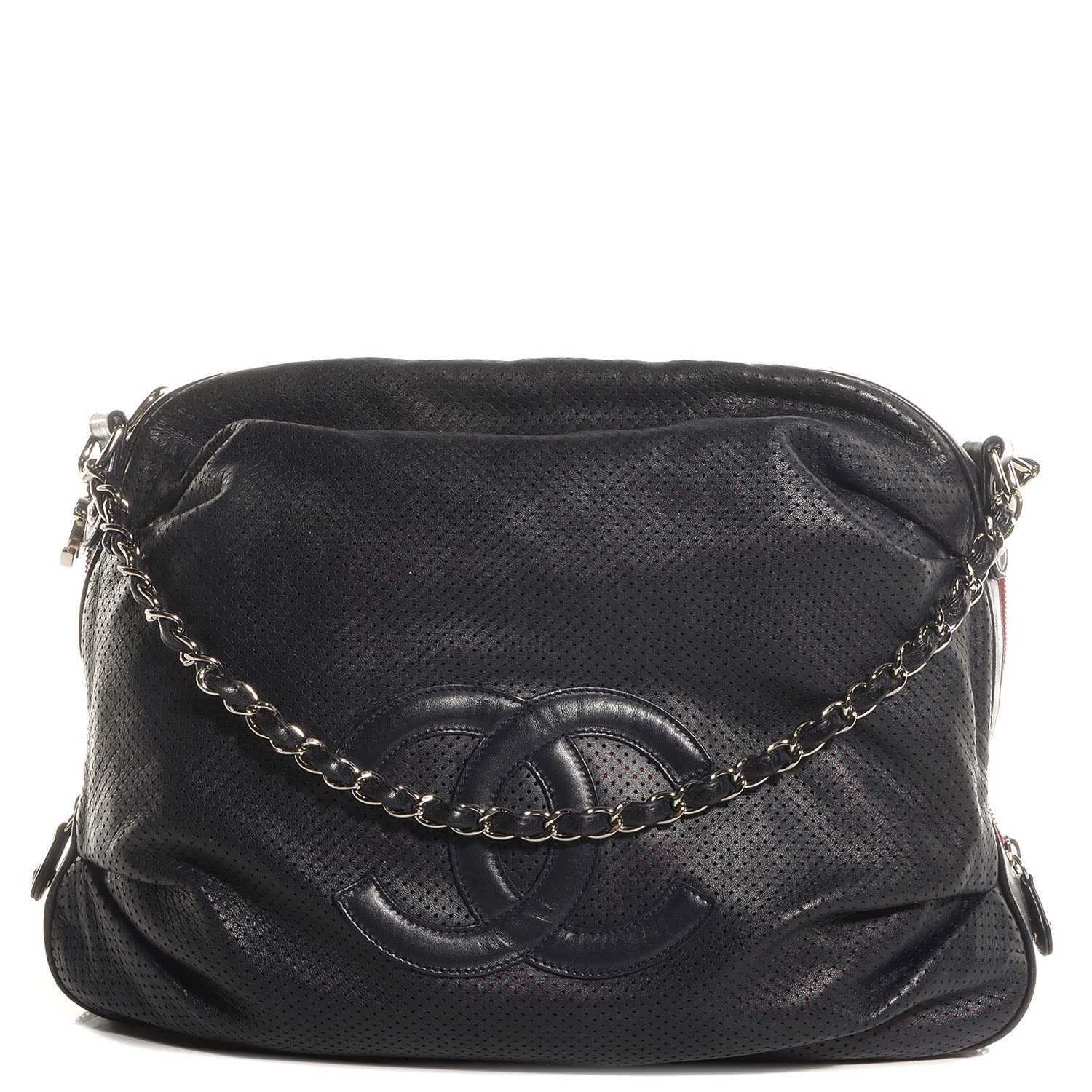 Chanel Perforated Lambskin Baseball Spirit Ligne Bag Navy 1 of 7