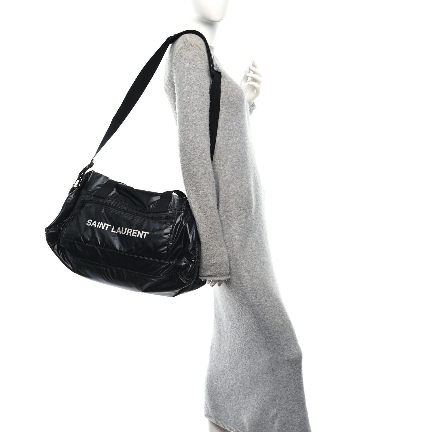 Saint Laurent Nylon Nuxx Ripstop Duffle Black White 1873231