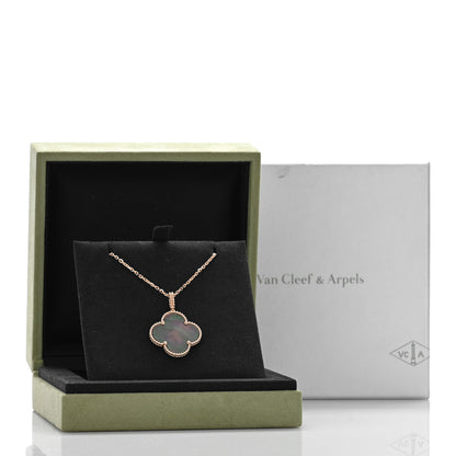 Van Cleef & Arpels 18K Rose Gold Gray Mother of Pearl Magic Alhambra Long Necklace 4 of 4