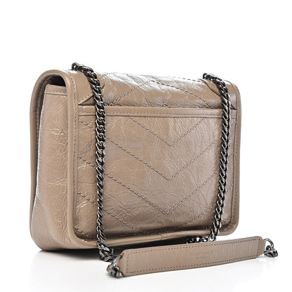 Saint Laurent Crinkled Calfskin Matelasse Monogram Niki Chain Wallet Dusty Grey 3 of 10