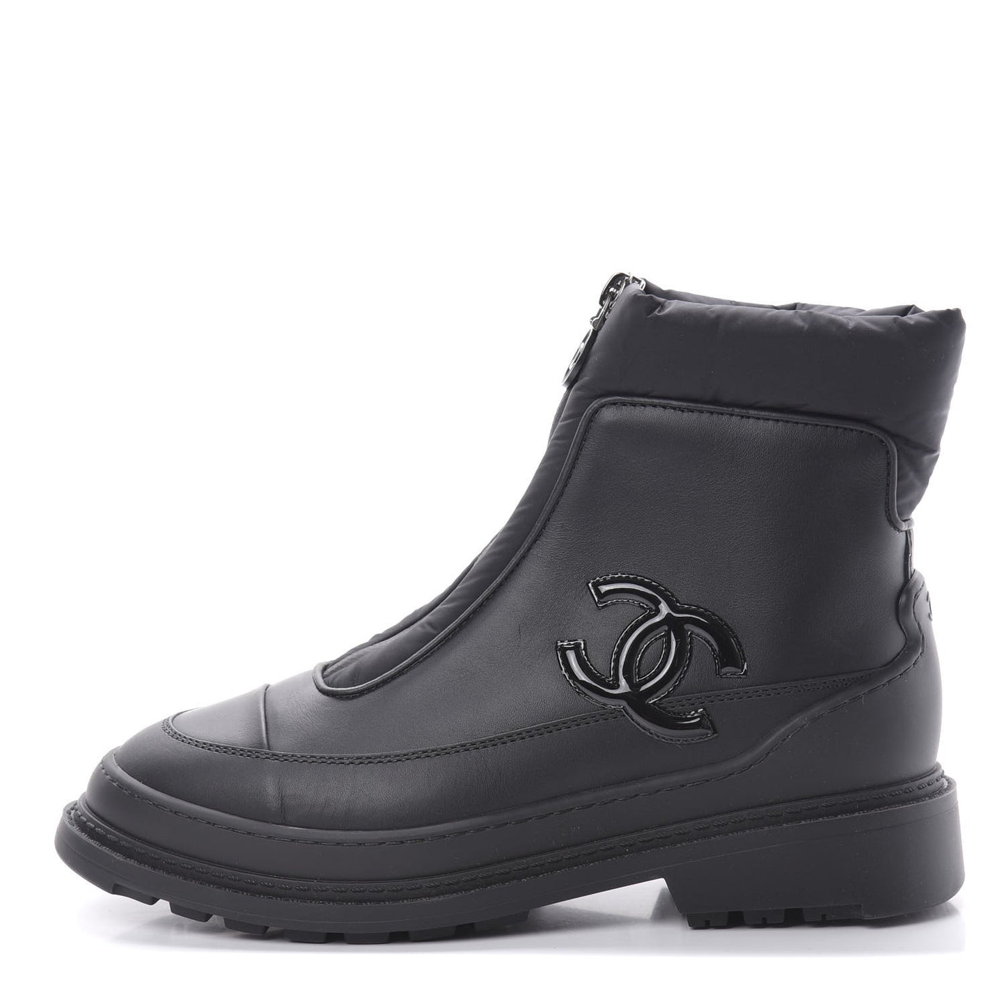 Calfskin Nylon CC Ankle Snow Boots 35.5 Black