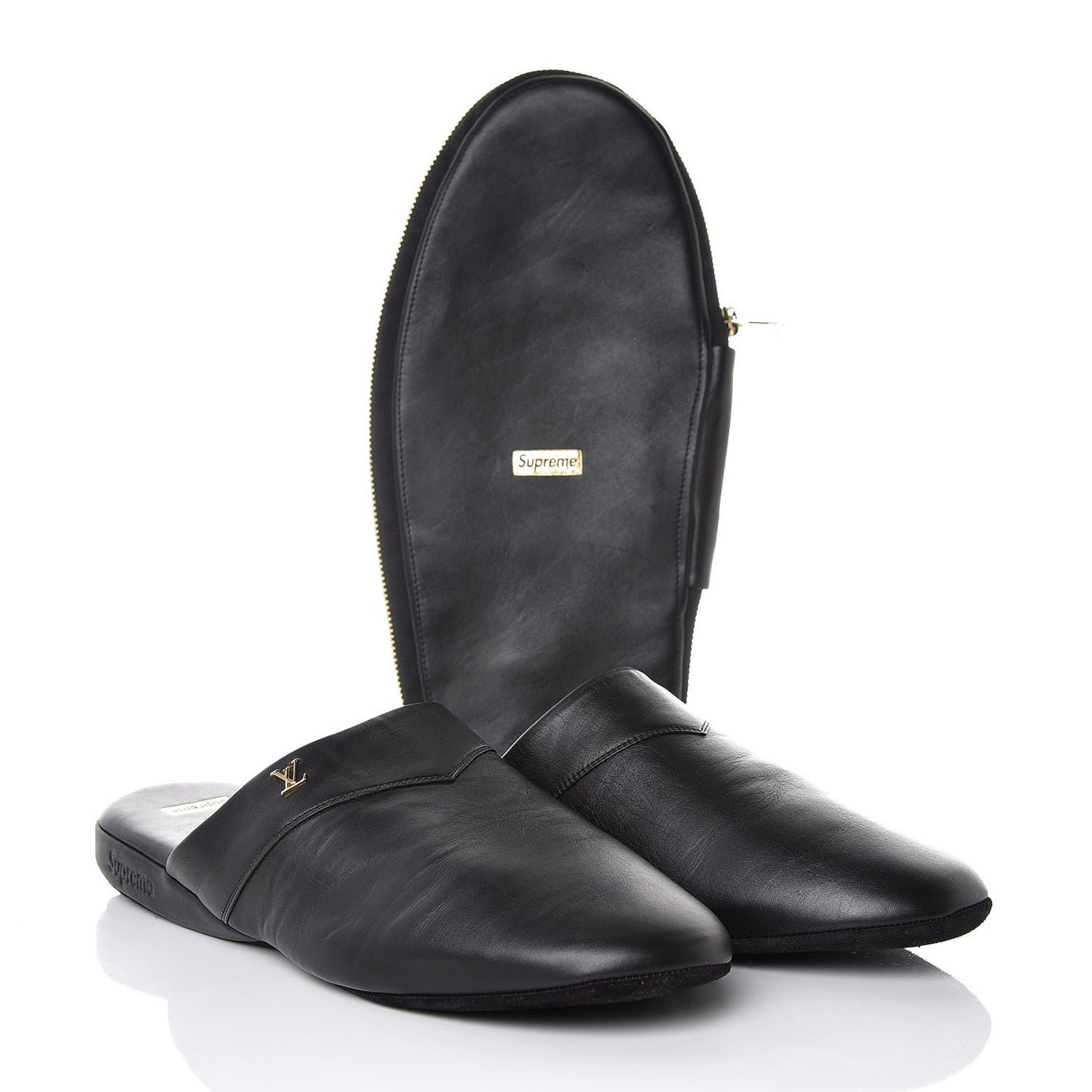 X SUPREME Lambskin Mens Hugh Slippers 6 Black