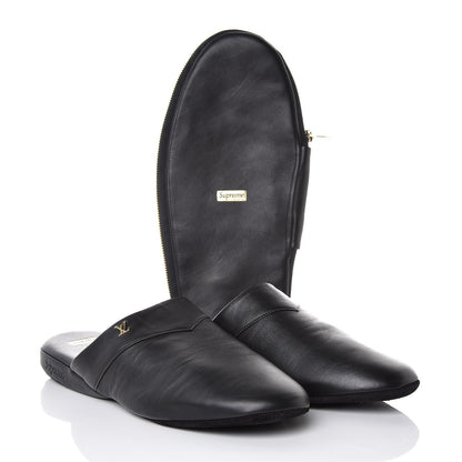 Louis Vuitton X SUPREME Lambskin Mens Hugh Slippers 6 Black 8 of 10