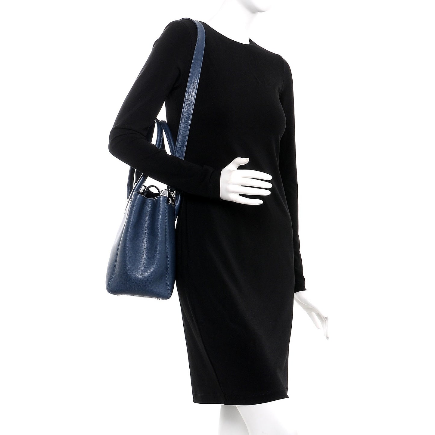 Calfskin Cerf Executive Shopper Tote Blue