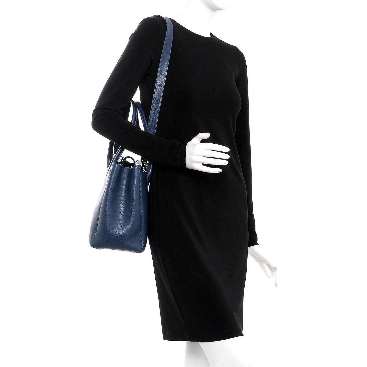 Chanel Calfskin Cerf Executive Shopper Tote Blue 2 of 9