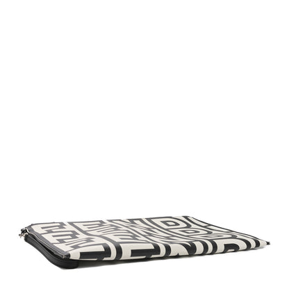 Fendi X MARC JACOBS Nappa Vitello King Logo Print Large Flat Pouch Black White 4 of 8