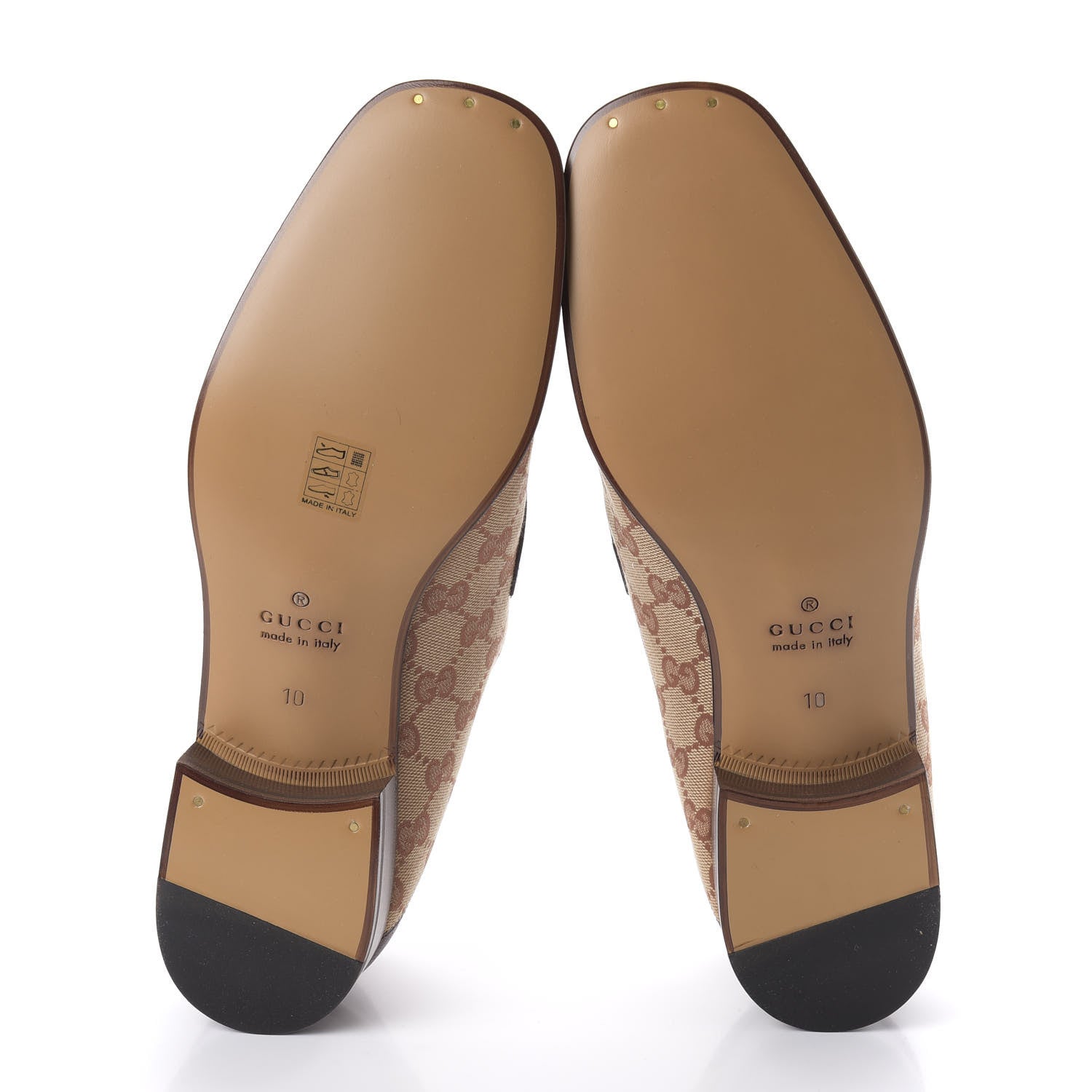 Gucci GG Monogram Goatskin Web Mens Horsebit Loafers 10 Beige Ruggine Light Brown 5 of 9