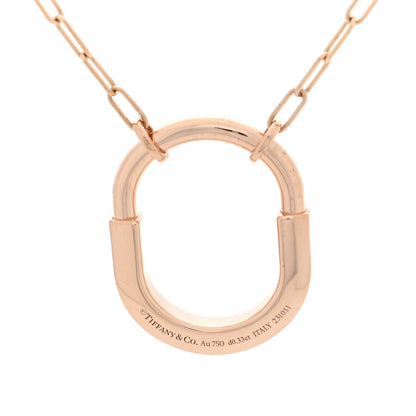 Tiffany 18K Rose Gold Diamond Medium Lock Pendant Necklace 4 of 6