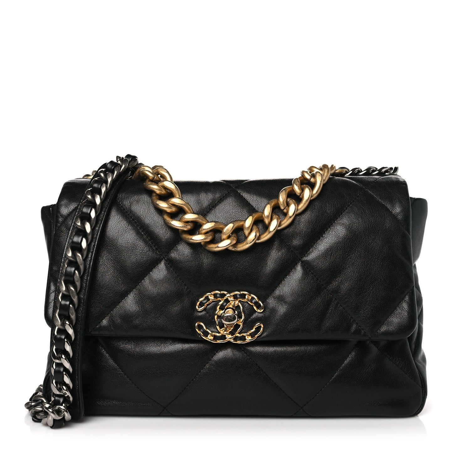 Goatskin Quilted Large Chanel 19 Flap Black