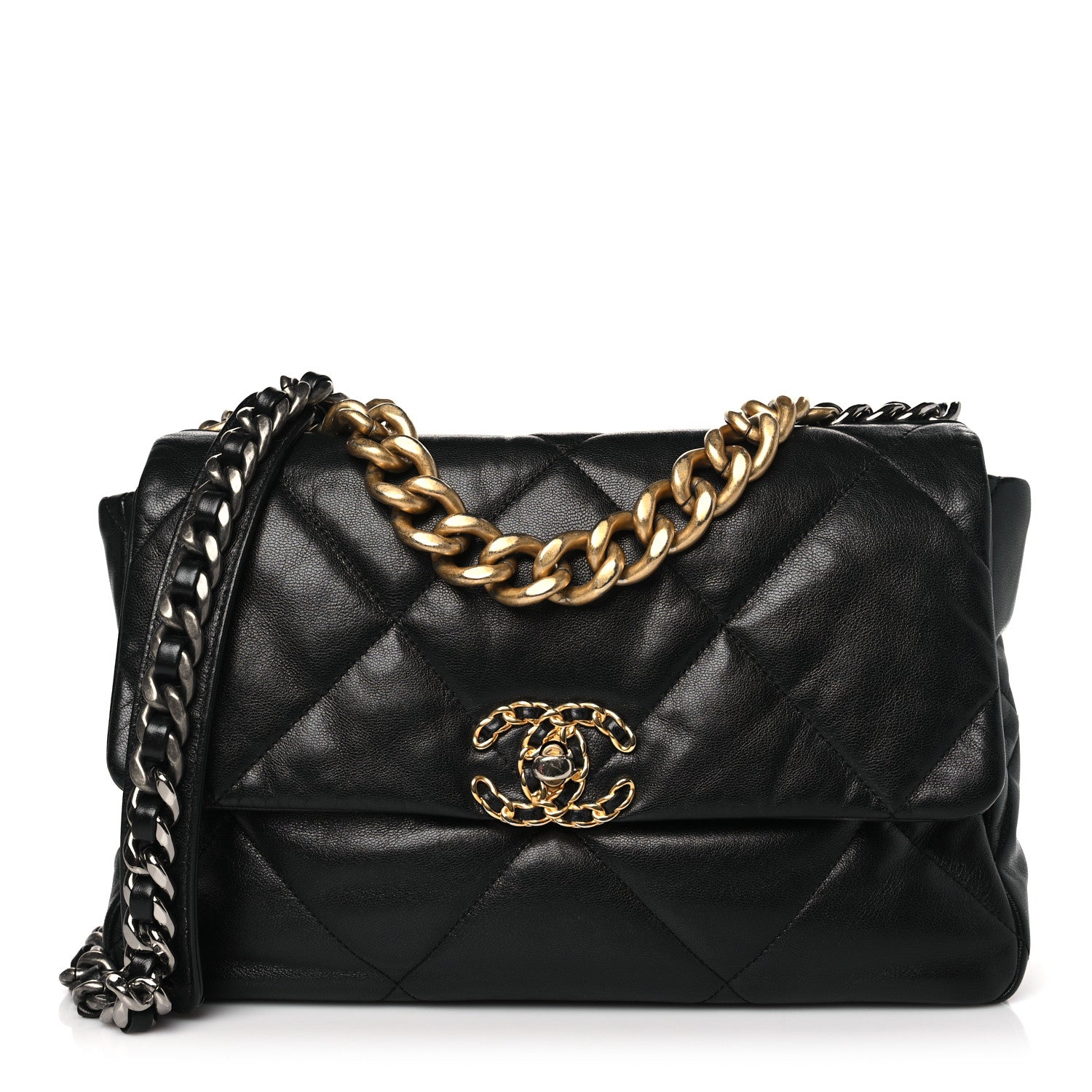 Chanel Goatskin Quilted Large Chanel 19 Flap Black 1 of 11
