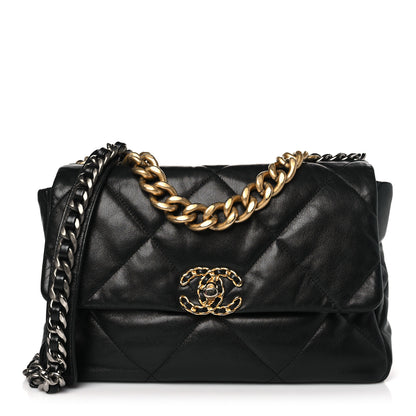 Chanel Goatskin Quilted Large Chanel 19 Flap Black 1 of 11
