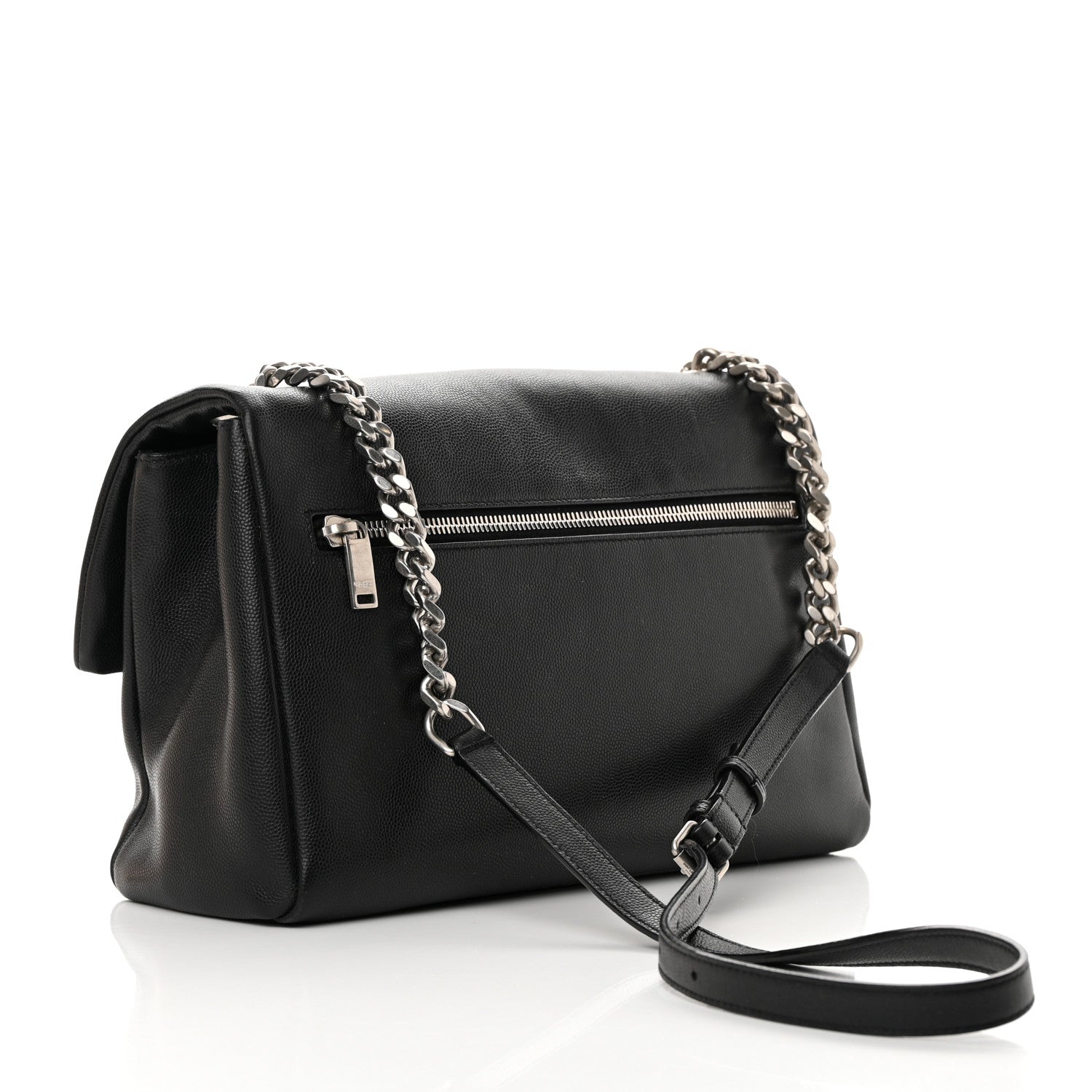 Saint Laurent Grain De Poudre Medium West Hollywood Monogram Fold-Over Black 3 of 12