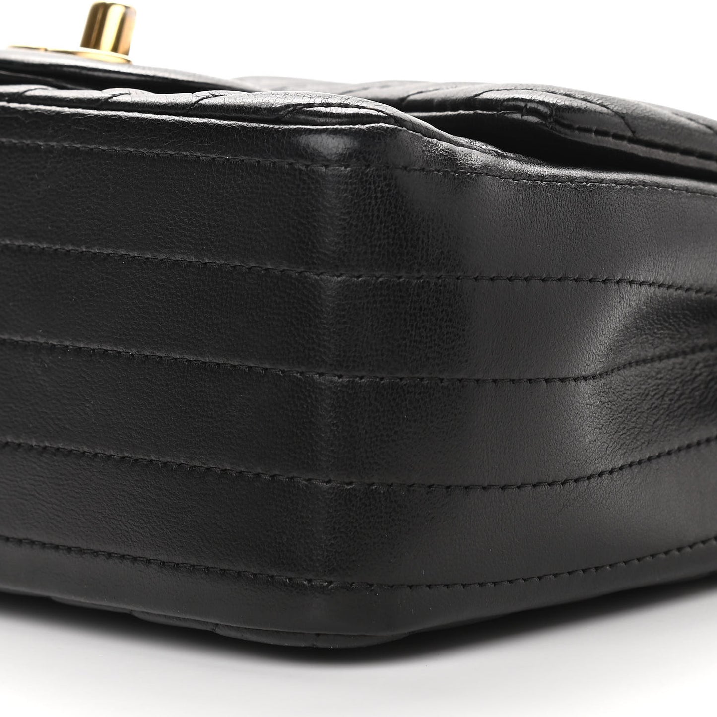 Lambskin Chevron Quilted Mini Square Flap Black