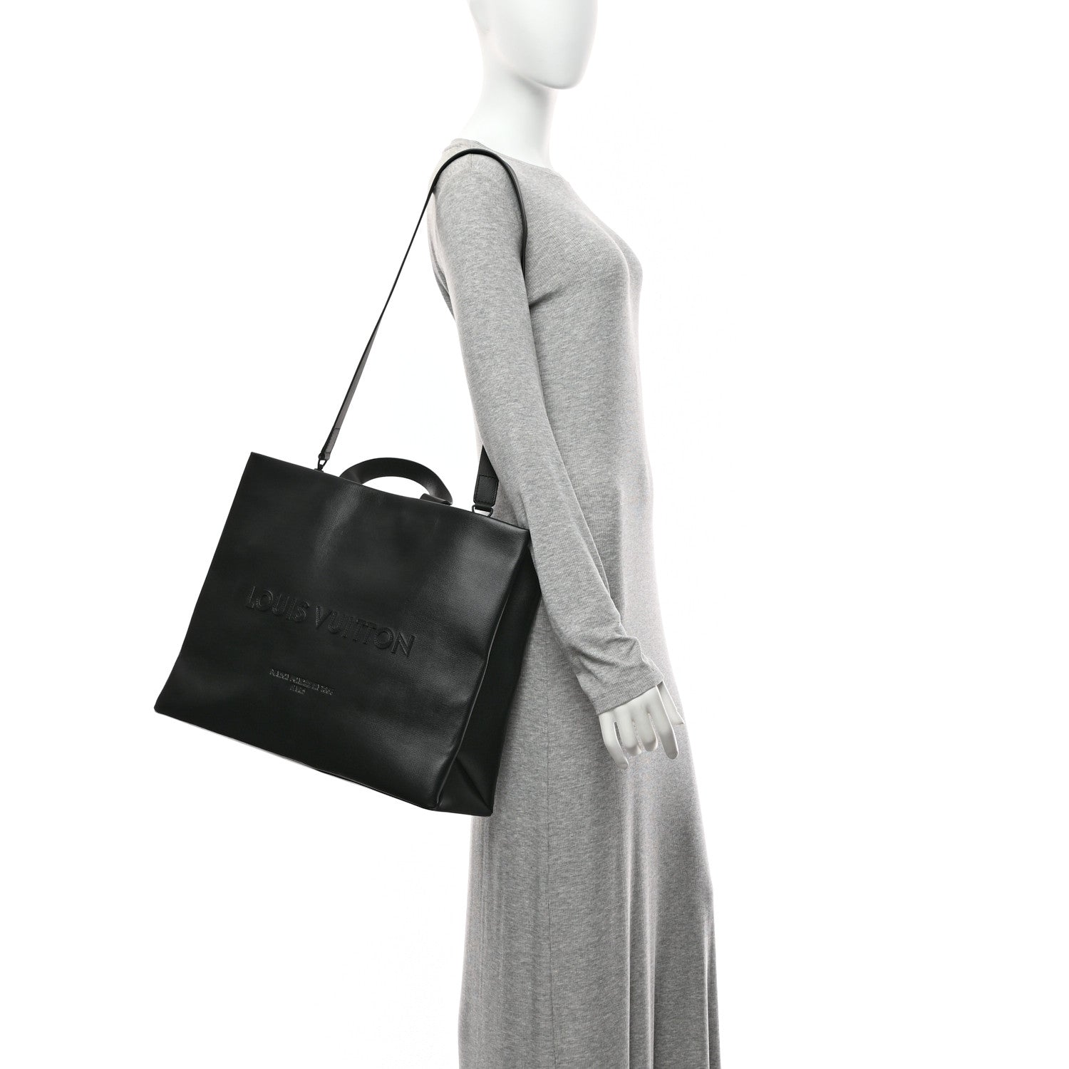 Louis Vuitton Calfskin Shopper Tote MM Black 2 of 10