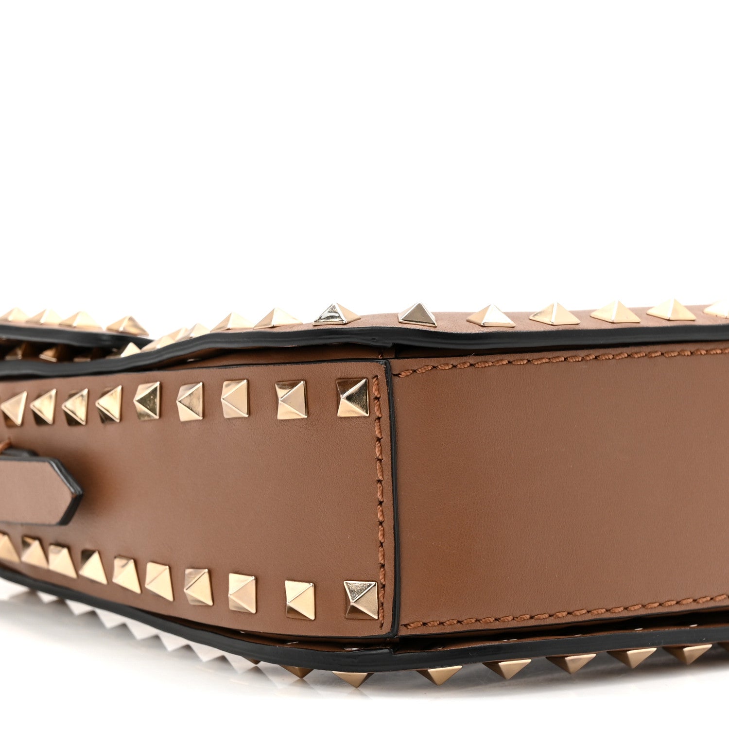 Valentino Garavani Vitello Medium Rockstud Flap Saddle Bag Brown 8 of 9