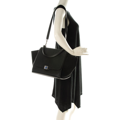 Celine Drummed Calfskin Suede Medium Trapeze Black 2 of 8