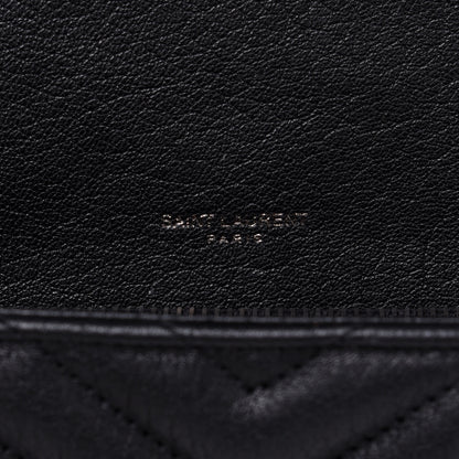 Saint Laurent Sheepskin Matelasse Chevron Monogram Medium College Bag Black 6 of 15
