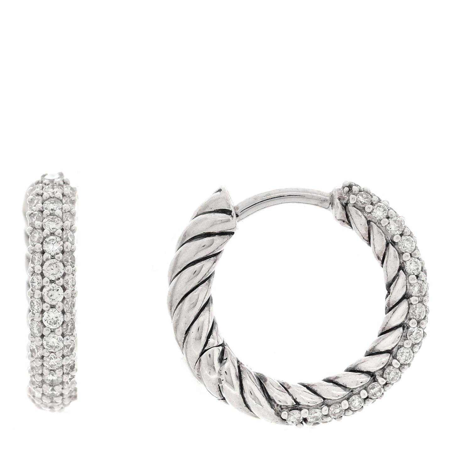 Sterling Silver Diamond Petite Pave Huggie Hoop Earrings