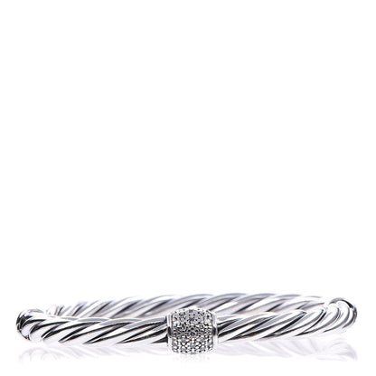 David Yurman Sterling Silver Diamond 6mm Moonlight Ice Hinged Bracelet 1 of 7