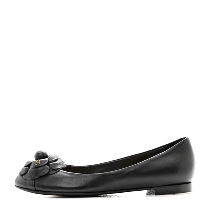 Chanel Lambskin Camellia Ballerina Flats 37 Black 1 of 9